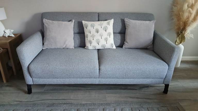 3 seater suite with matching Armchair; also storage stool