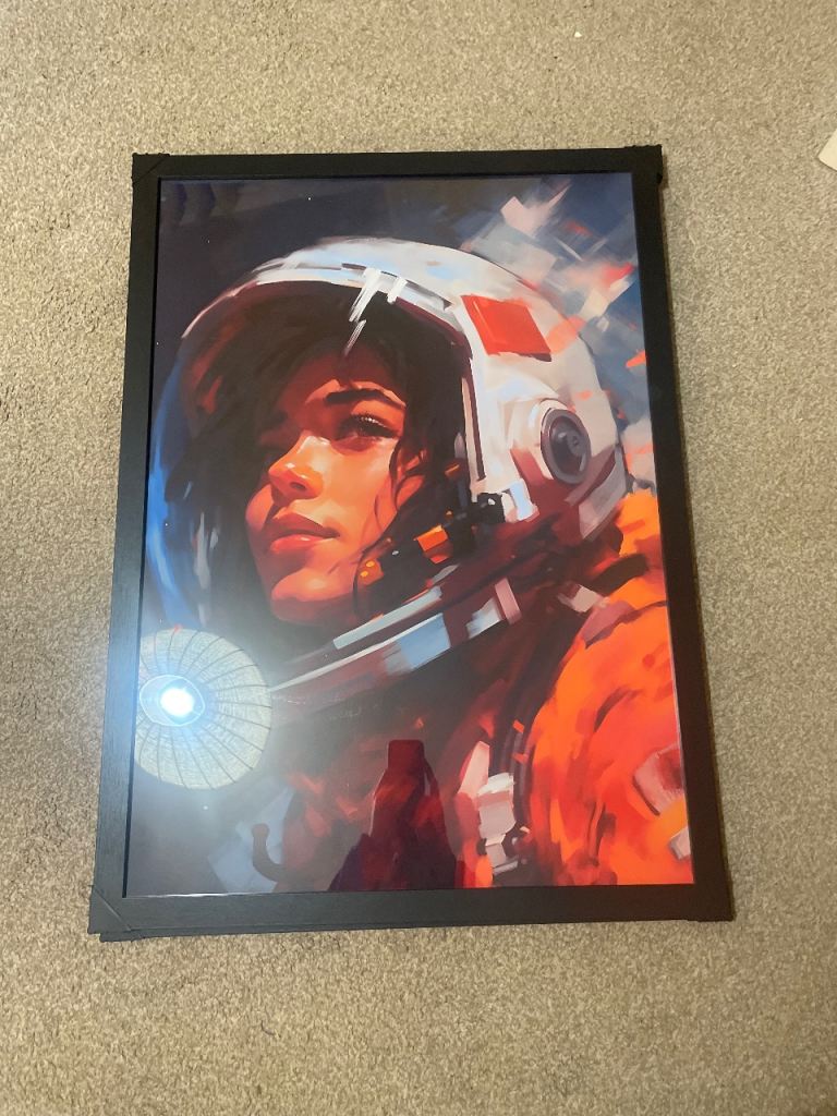 astronaut painting print framed A1
