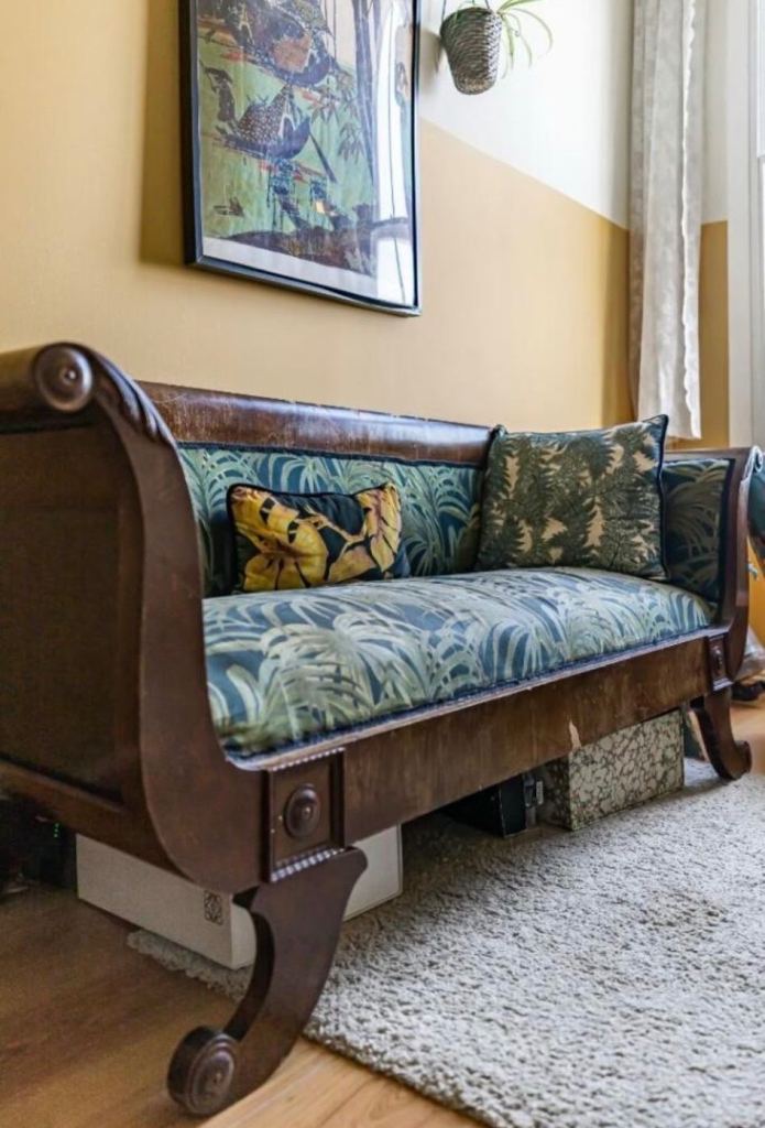Solid Wood Framed Upholstered Sofa / Settee - FOR REPAIR – Vintage, antique Style