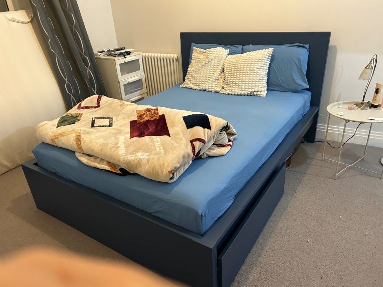 IKEA standard double bed with mattress (10 months old)