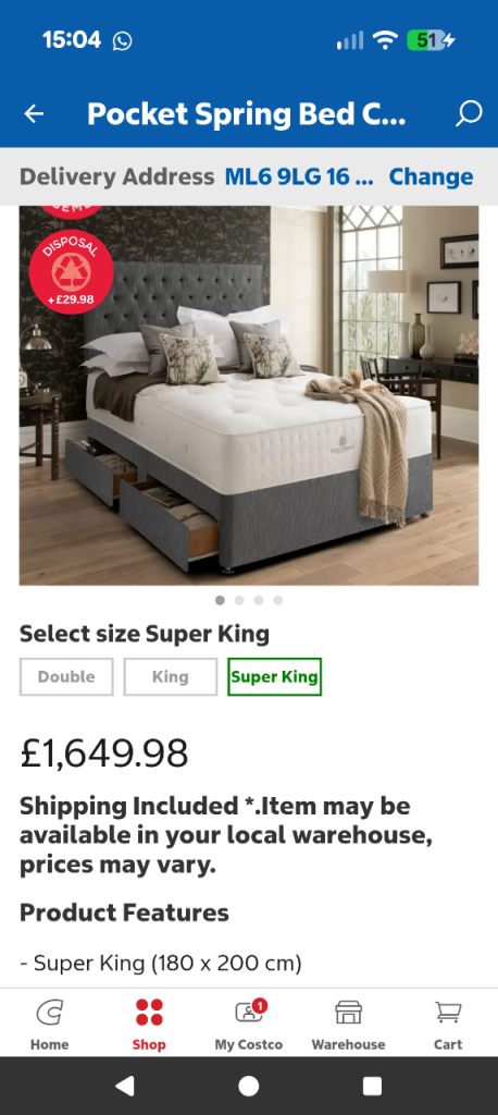 Super king divan bed 