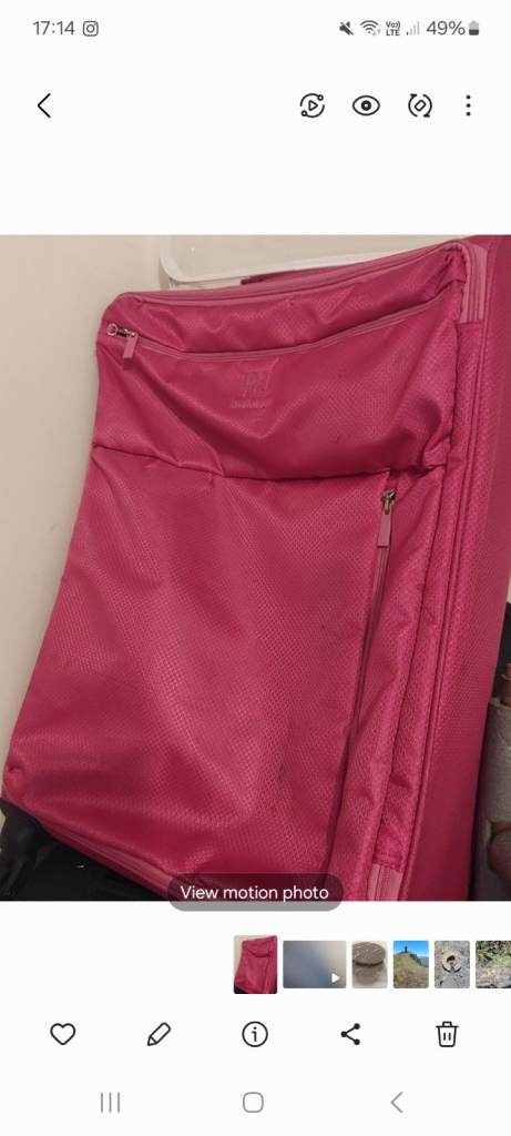 Pink Fabric Suitcase - Good Condition, Multiple Pockets