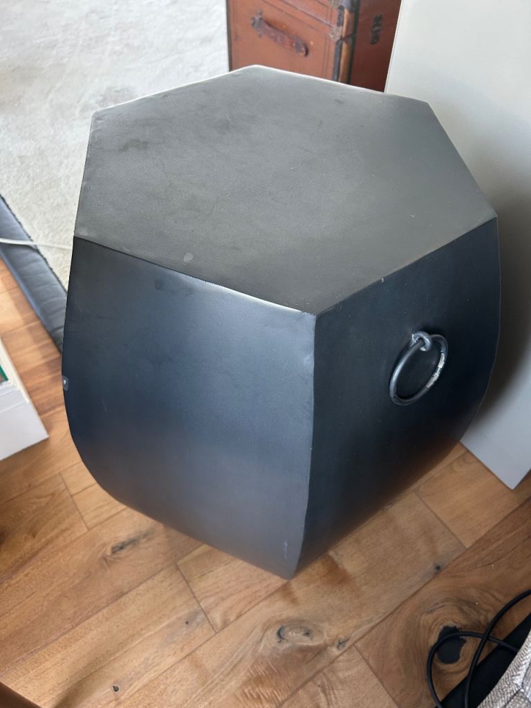 Oka shida matte metallic dark grey hexagon side table 
