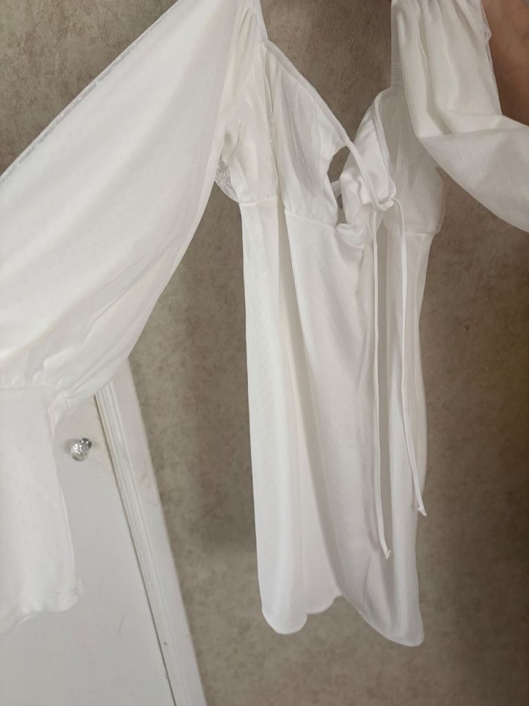 ASOS White Beach Dress with Long Sleeves - Size 14 £5