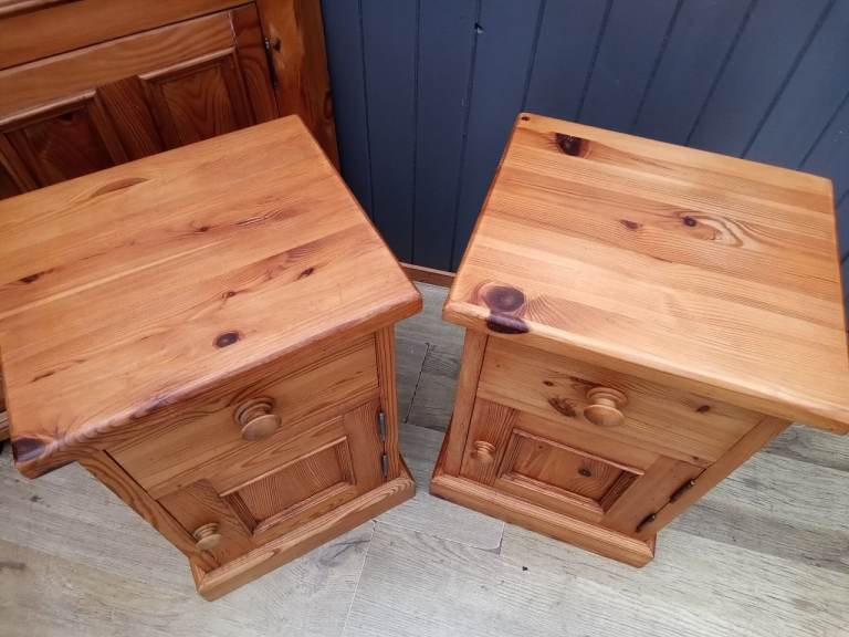 Stunning Handmade Pair of Pine Bedside Cabinets