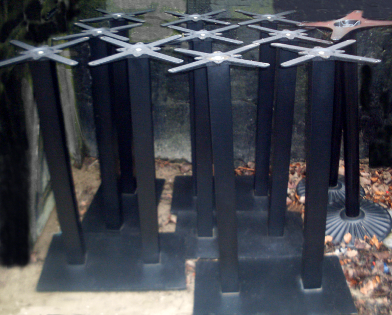 FIVE TALL CAST IRON PUB POSEUR TABLE BASES: - MICROPUBS, BISTRO, HOME BAR, MAN OR WOMAN CAVE