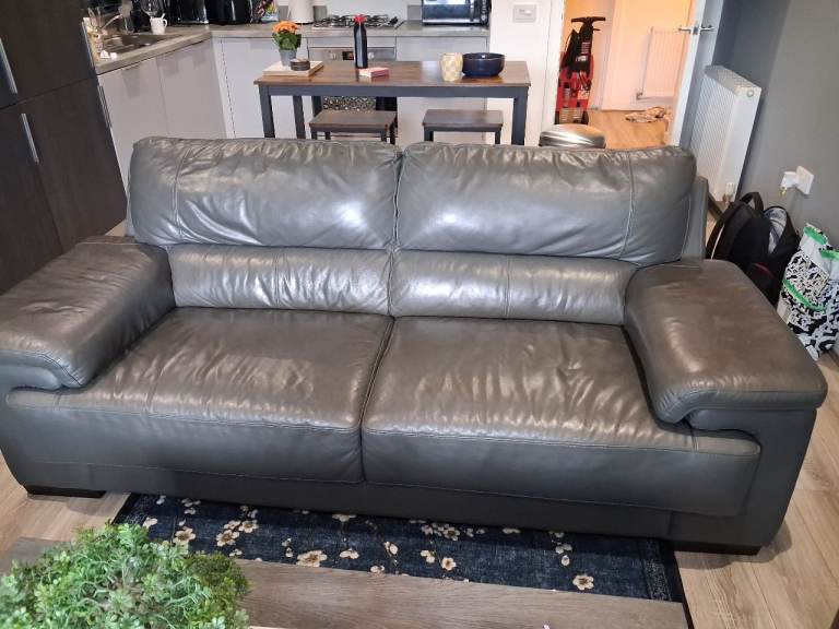 Grey leather sofa