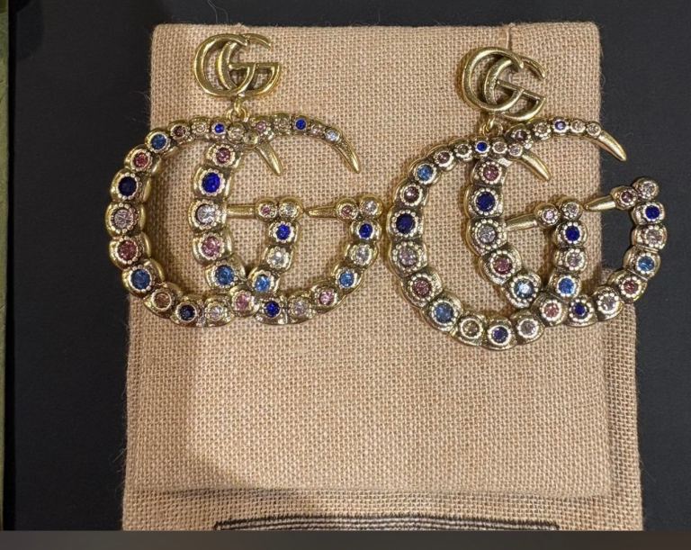 Gucci GG gold plated earrings 