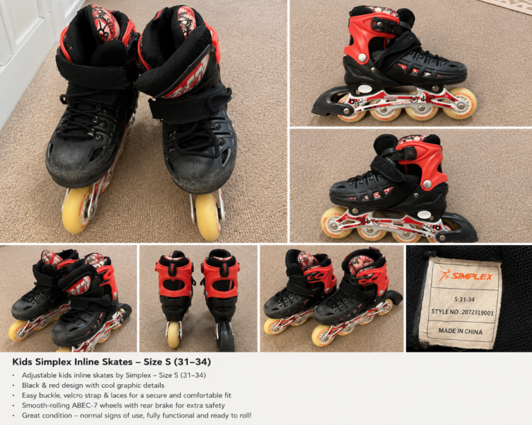 For free. Kids Simplex Inline Skates - Size S (31-34)