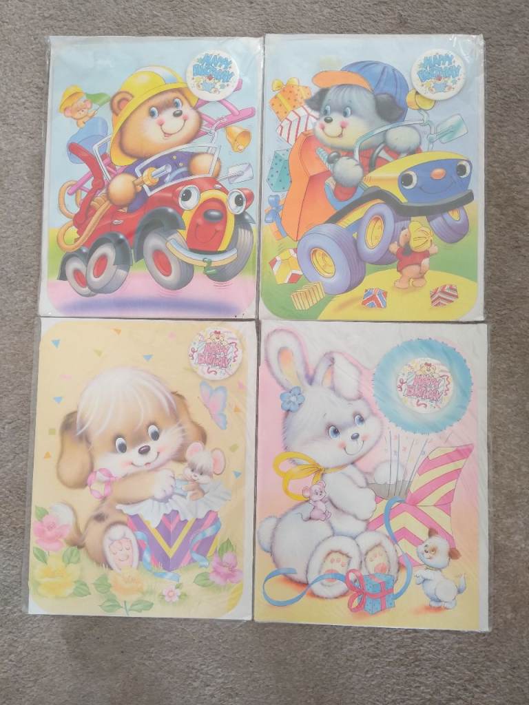 Birthday cards with badges large (brand new)