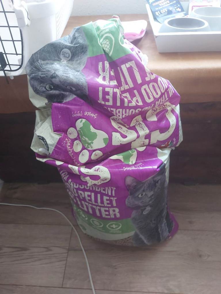 Wood pellet cat litter