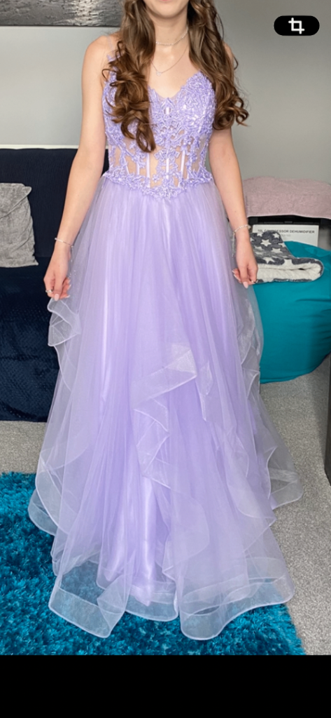 open lace back dress Blue Prom Dress 2026 Long Lace Applique Evening Dress Tulle Dark Navy Sash Floor Length Party Dress Wedding Guest Dress main image 1