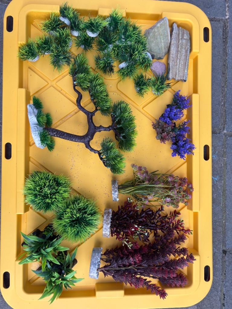 Selection of aquarium decorations