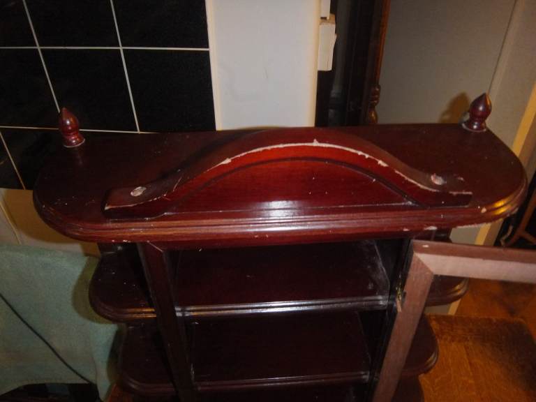 Vintage Wooden Display Cabinet Hanging or Tabletop with Glass Door 52x46cm