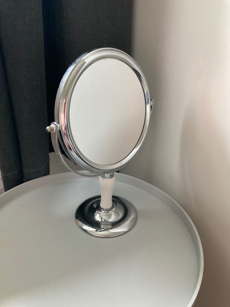 Chrome and White Dressing Table Mirror – Good Condition