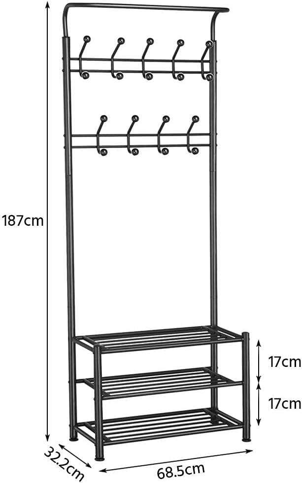 Hallway Coat Rack with Shoe Storage Bench 