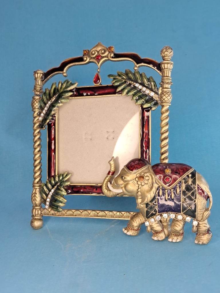 Vintage Mughal Elephant Picture Photo Frame ( broken - but if you know how to fix then is good ).