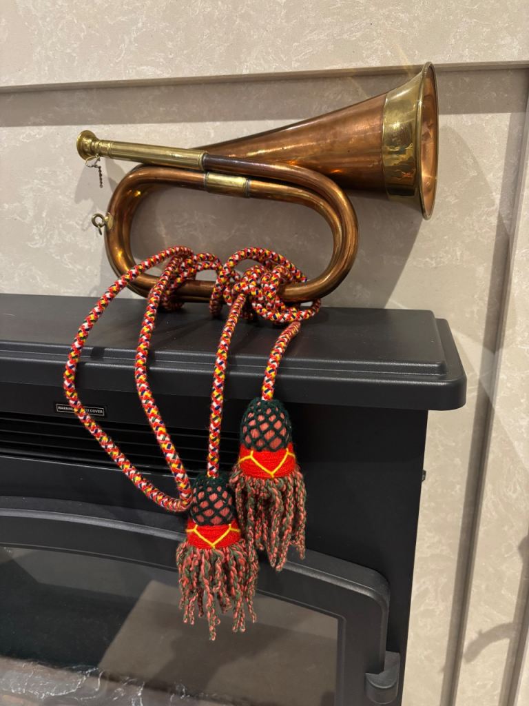 Vintage Copper Bugle with Decorative Cord – Good Condition