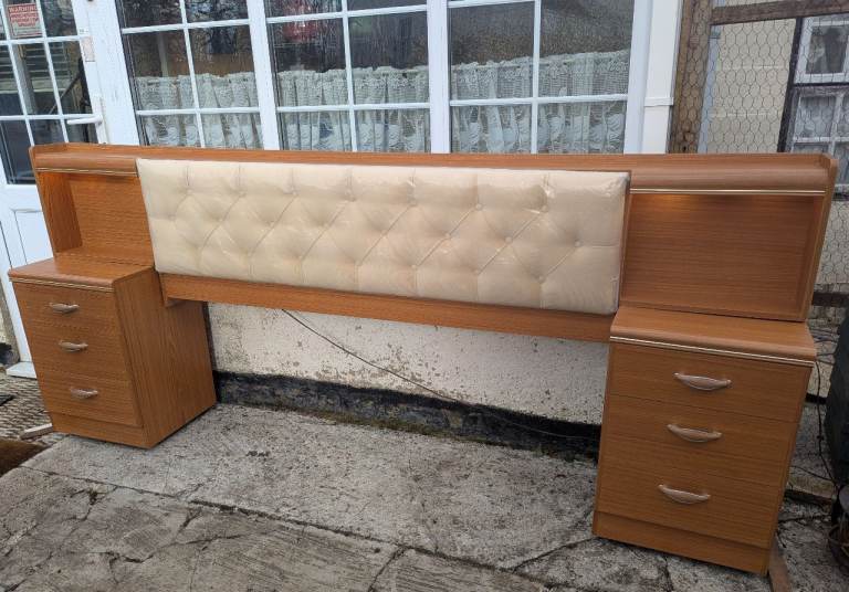 1960's 'ALSTONS' HEADBOARD/2 SIDE DRAWERS (with lights)