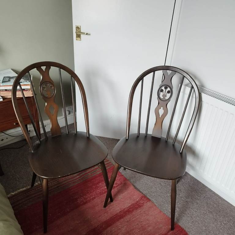 Dark Wood Ercol Chairs (Set of Two!)