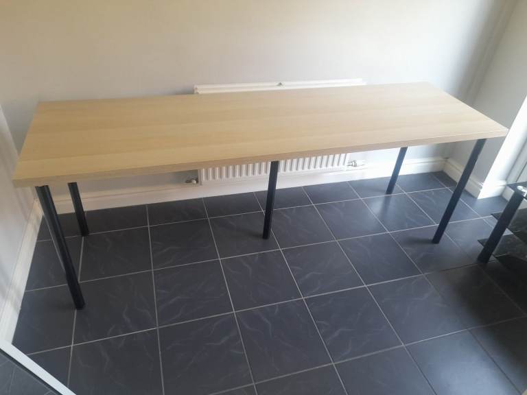 * AVAILABLE * Ikea LAGTAPGEN Long White Stained Oak Desk Table . 200 Cms Long .  
