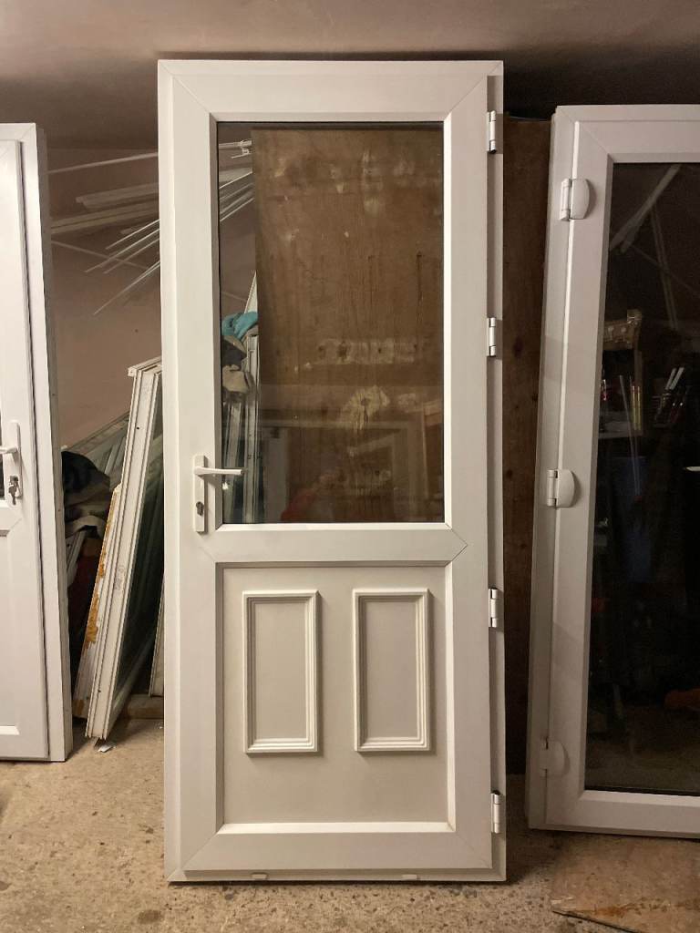 UPVC DOOR 218 x 91.5 cm - UPVC DOUBLE GLAZED DOOR - CLEAR TOUGHENED GLASS **OPENS OUT** (REF: DX220)