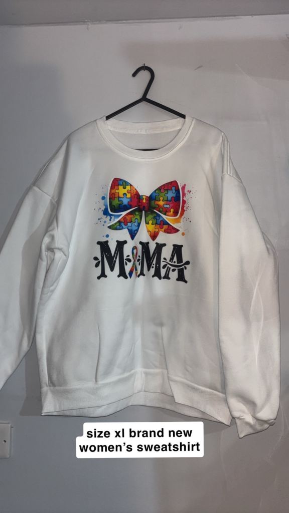 Brand New Women's XL White Sweatshirt with Autism Awareness Design