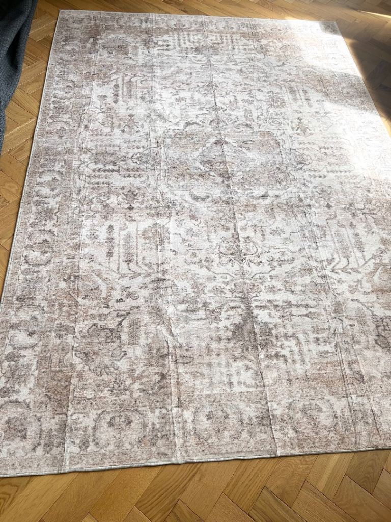 New 160cm x 230cm Beige Neutral Area Rug machine washable