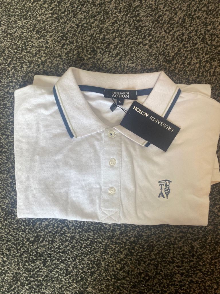 Trussardi Action Men's Polo Shirt - White, Brand New with Tags