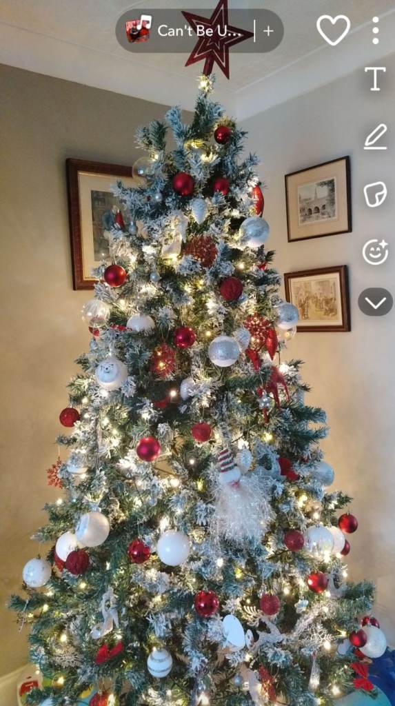 6 feet artificial xmas snowy tree. 