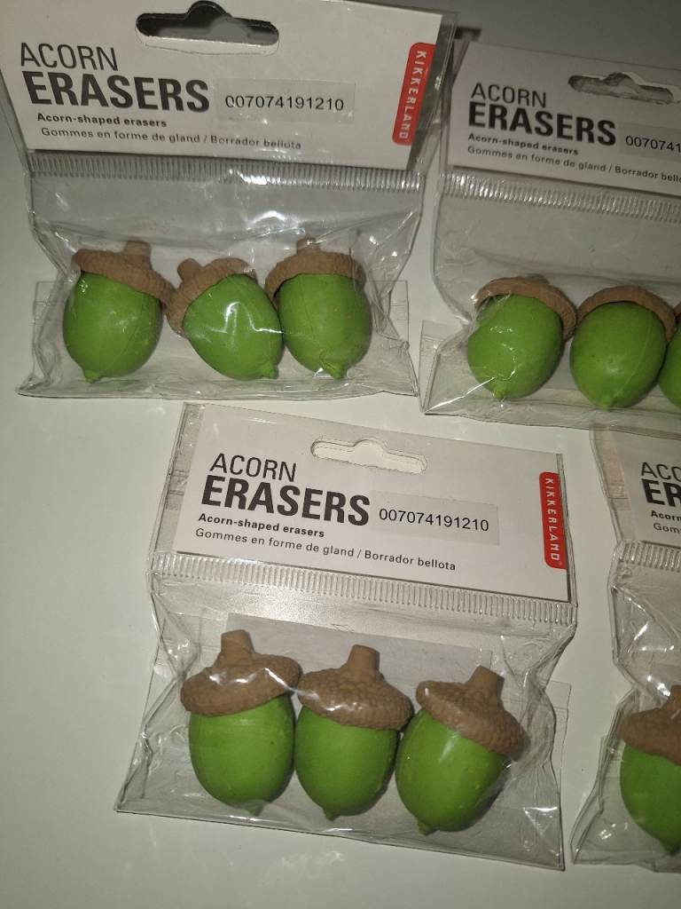 Kikkerland Acorn Eraser Sets (3 per pack ×5)