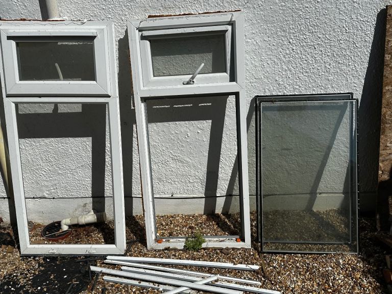 White UPVC Double Glazed Windows and Glass Panes – Fair Condition
