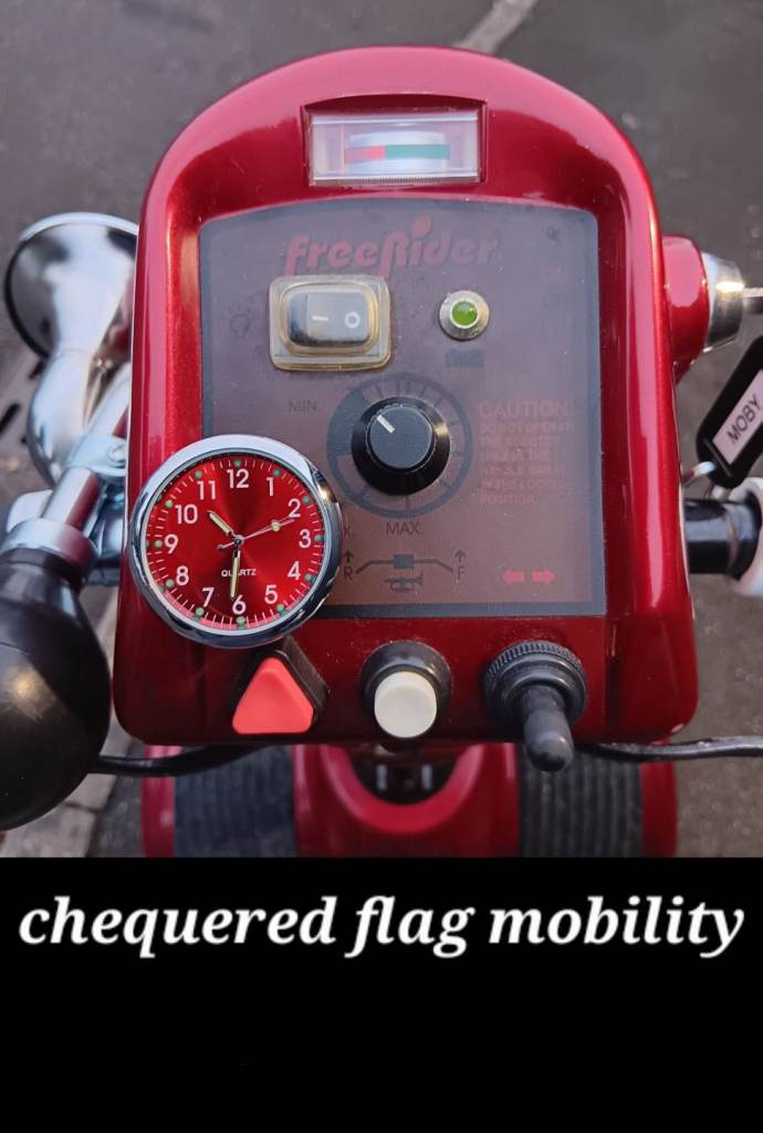 Stick-on clock for all types of mobility scooter - custom accessories / upgrades timepiece 6 colours