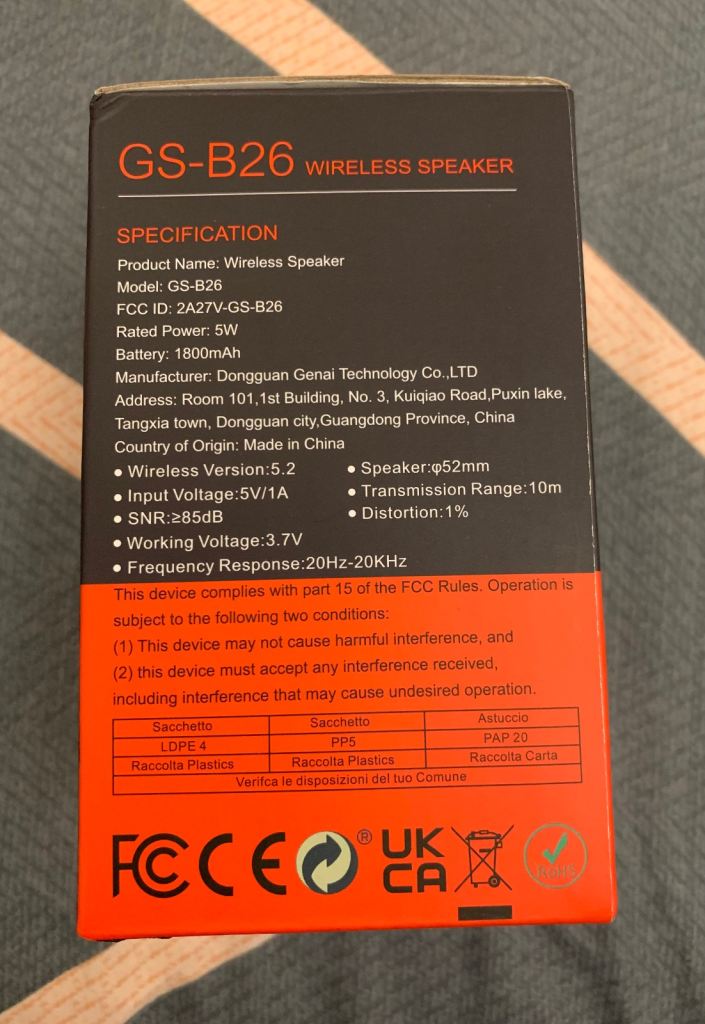 Portable Wireless Bluetooth Speaker, 15W Stereo Mini Waterproof Subwoofer