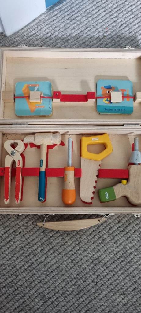 Djeco Wooden Pretend Play Tool Box Set - Good Condition Multicoloured