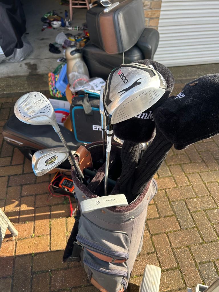 13 golf clubs set and bag and trolley 