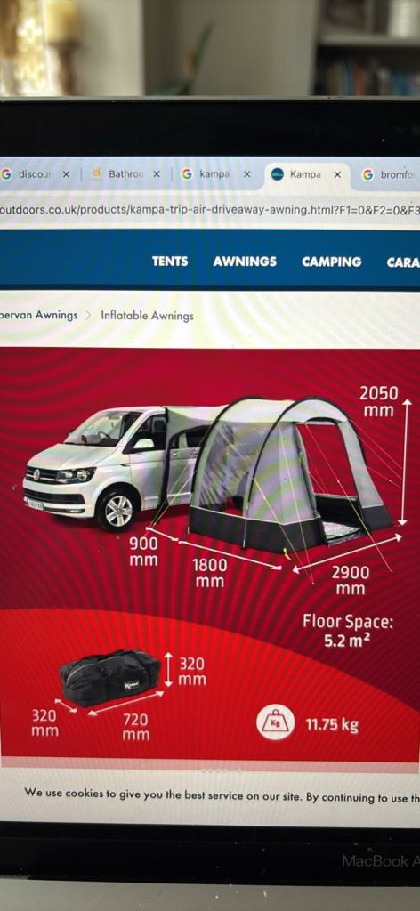 Awning for campervan.  Inflatable, driveway. Trip Air 
