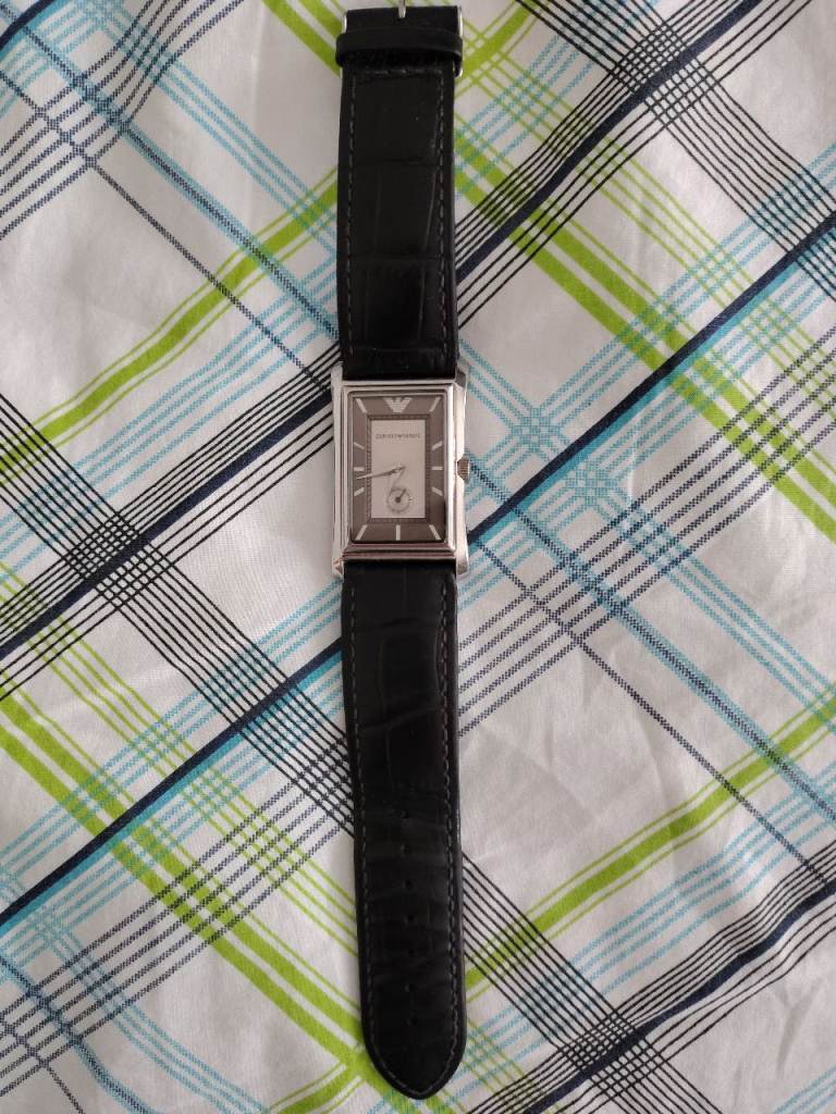 Emporio Armani Black Leather Strap Watch – Good Condition