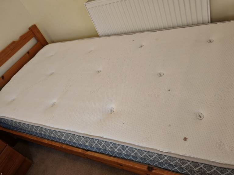 Single pine bed with mattress 