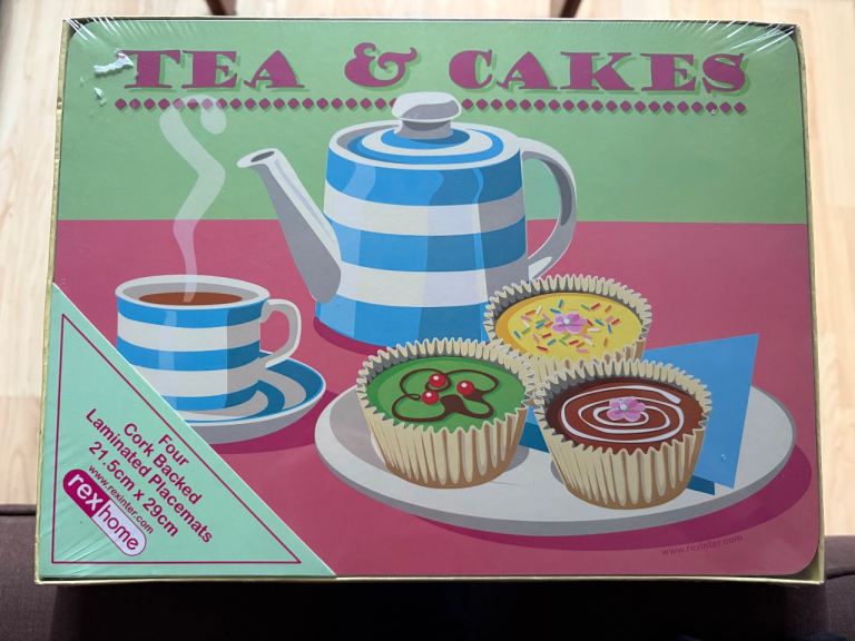 Rex Home Tea & Cakes Cork Backed Laminated Placemats - Set of 4 New and in original packaging