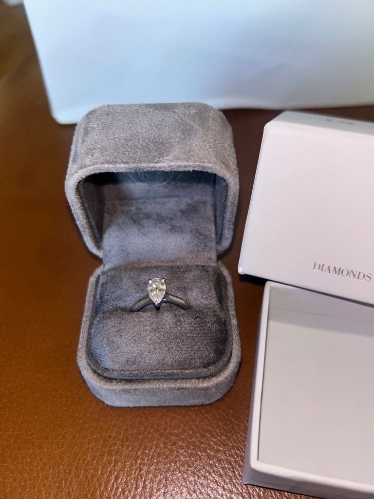 ROX Pear Cut Lab Grown Diamond Ring - Size O, As New