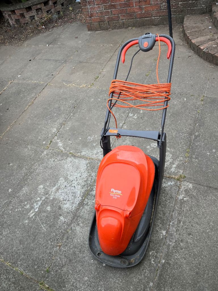 Flymo Hover Lawnmower – Orange, Good Condition