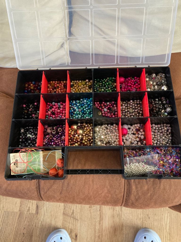 Large Box of Craft Beads and Jewellery Making Supplies