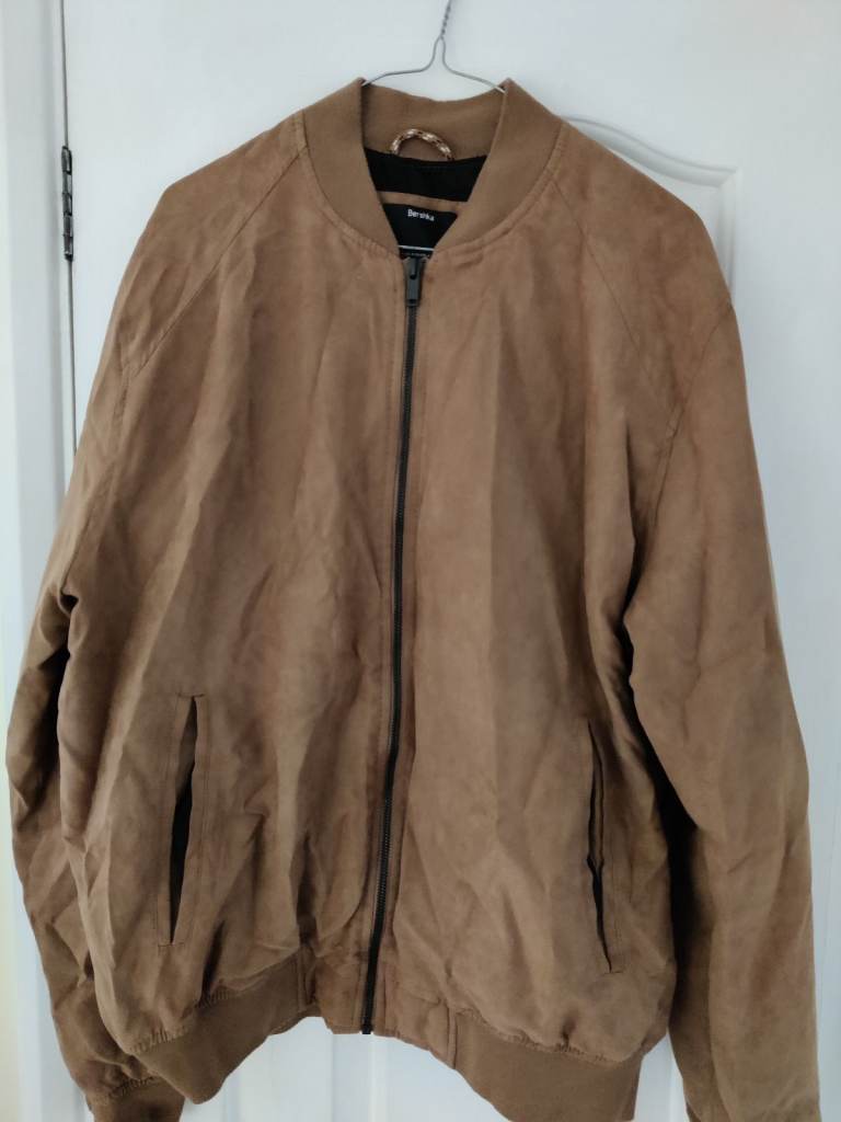 BERSHKA men's bomber jacket - faux suede - tan - EUR XL/USA XL / MEX 42