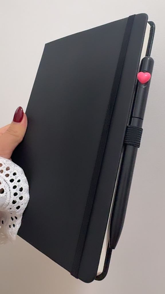 Black Notebook with Pen – brand new 