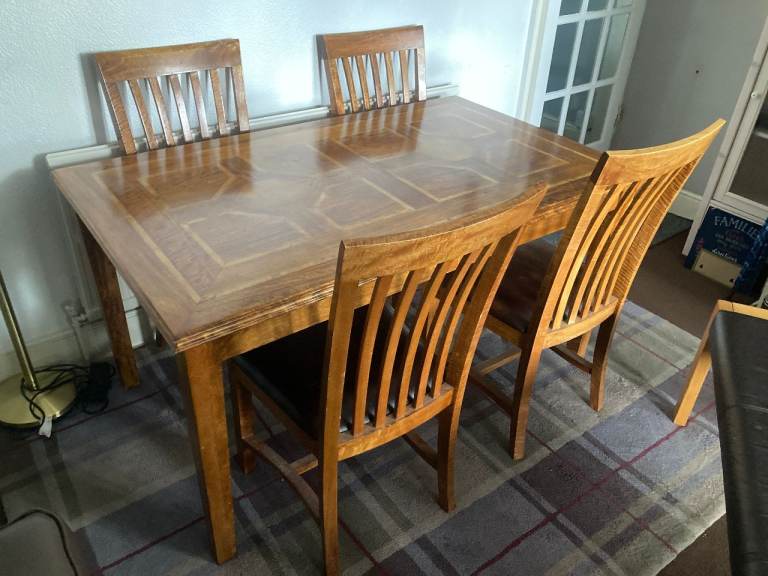 M&S Walnut Veneered Dining table and chair set