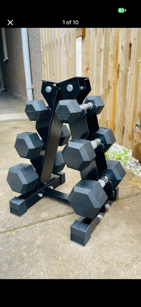 Hex Dumbbells 3 pairs set with Rack