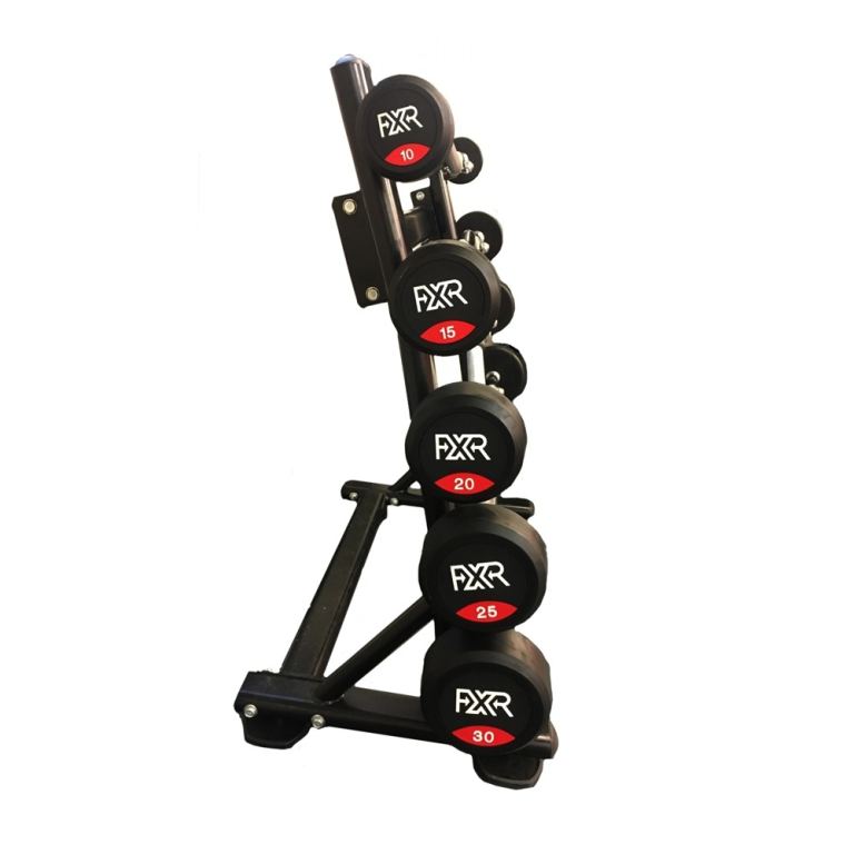 FXR Sports 10kg - 30kg Round Rubber EZ Barbell Bar Rubber Encased Gym Weights & Rack