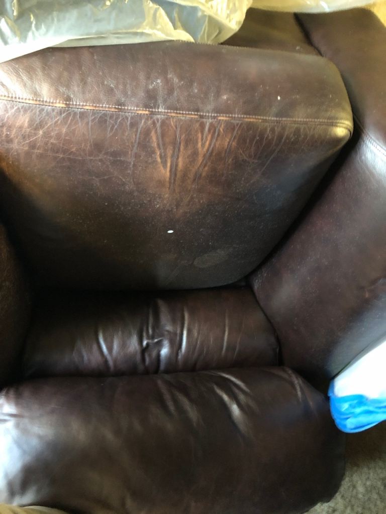Brown Leather Sofa Set – Fair Condition