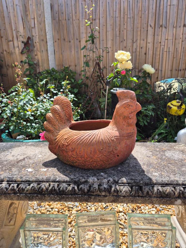 A Vintage/ Large Terracotta French Chicken Planter 